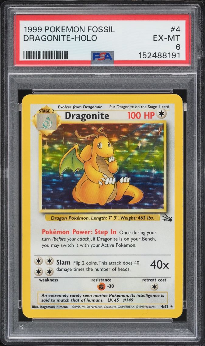 1999 #4 Fossil Holo Dragonite EXMT PSA 6 Pokemon