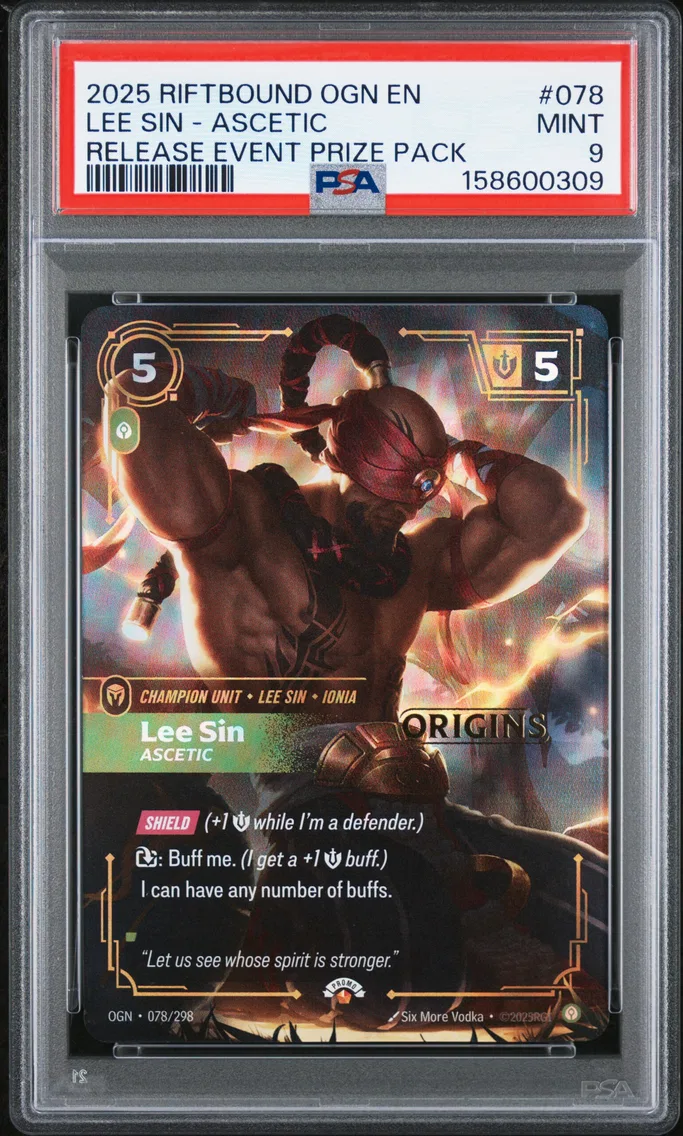 2025 #078 Lee Sin - Ascetic PSA 9 Riftbound: League of Legends Ogn-Origins