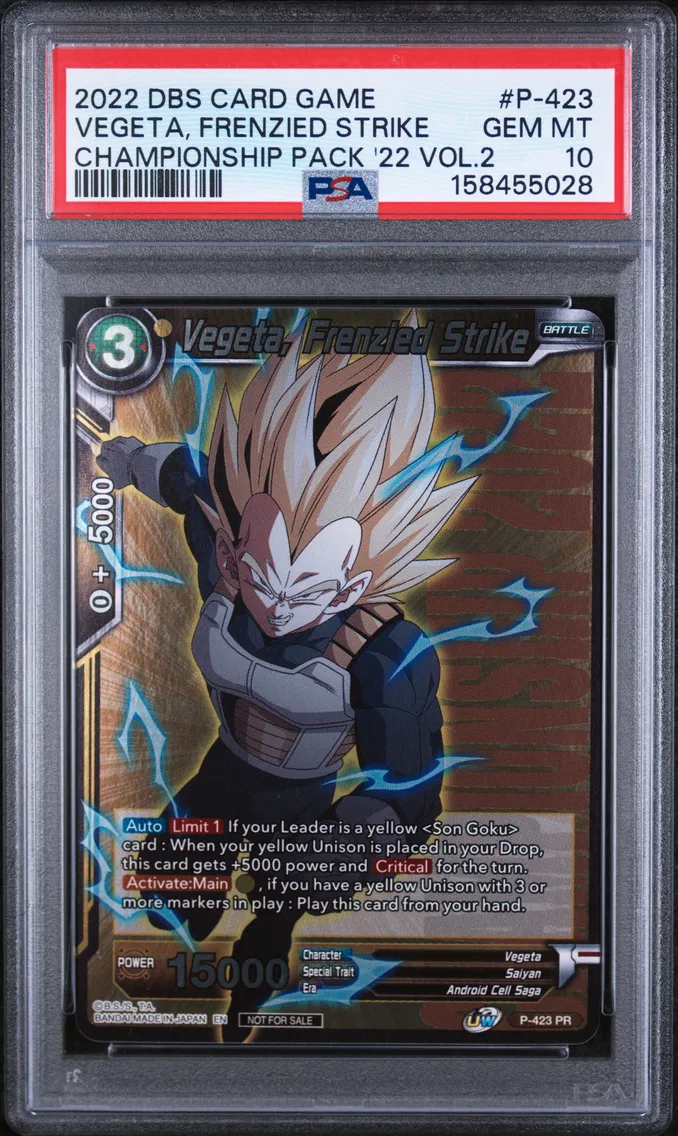 2022 #P-423 Vegeta, Frenzied Strike PSA 10 Dragon Ball Super Championship Pack 2022 Vol.2