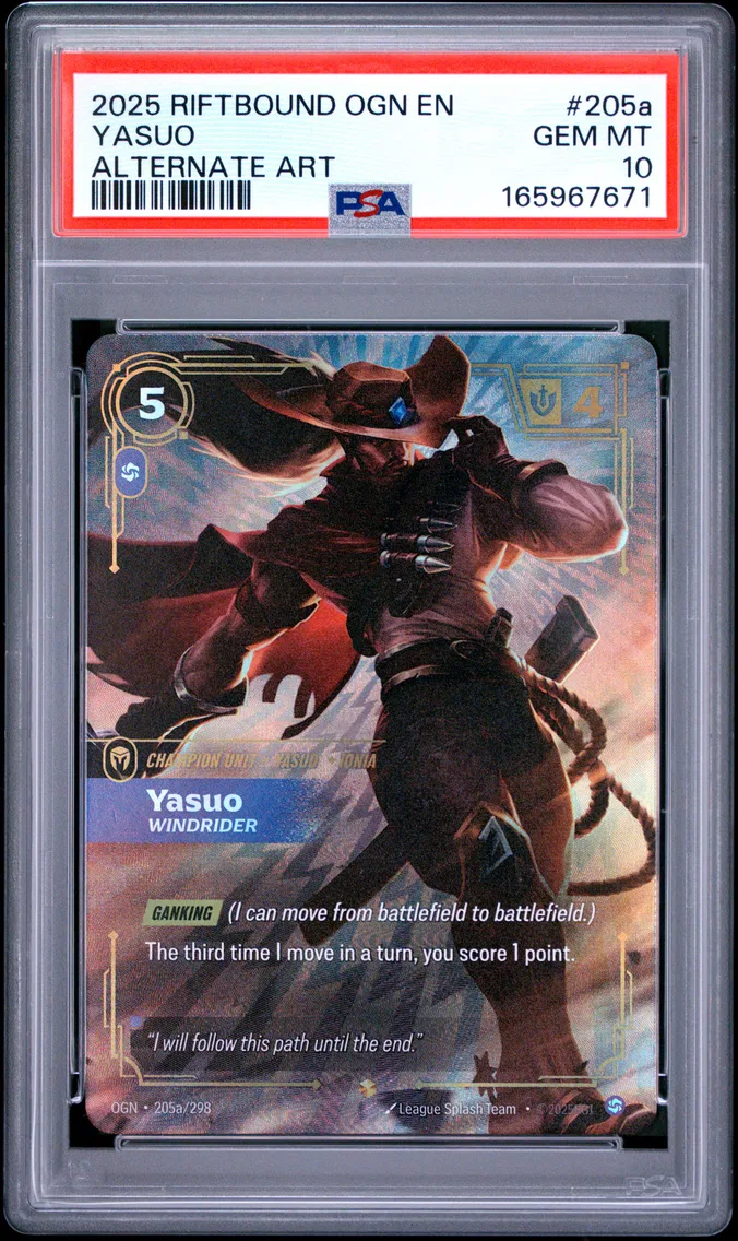 2025 #205a Yasuo - Windrider PSA 10 Riftbound: League of Legends Ogn-Origins
