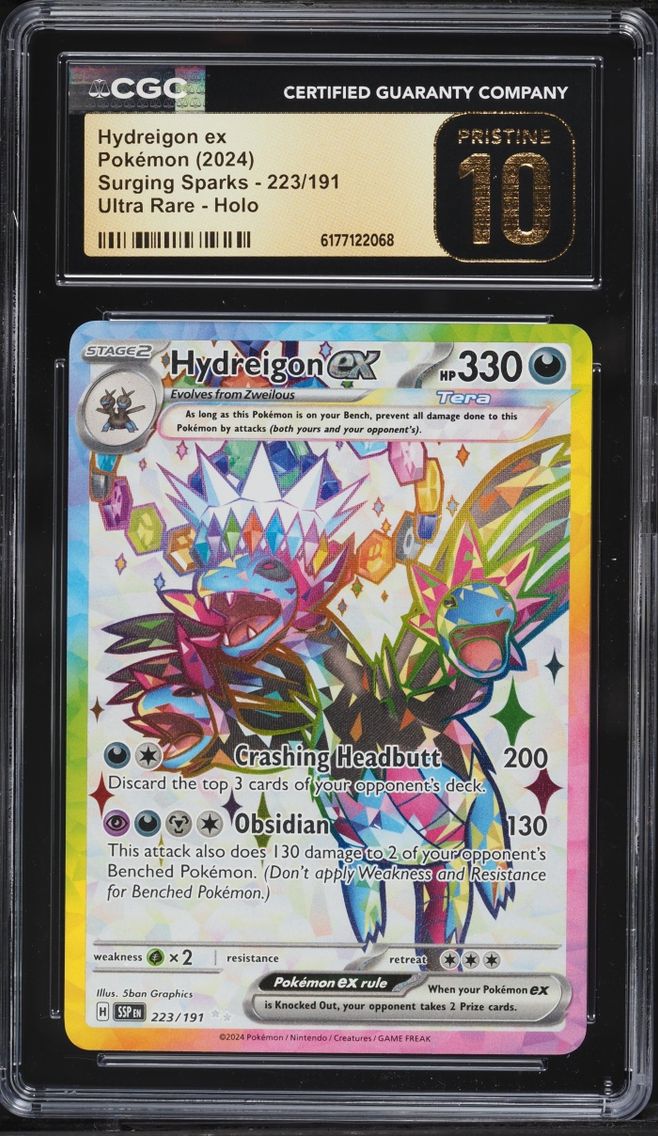 2024 Pokemon Scarlet & Violet Surging Sparks Full Art Hydreigon Ex #223 CGC 10 PRISTINE
