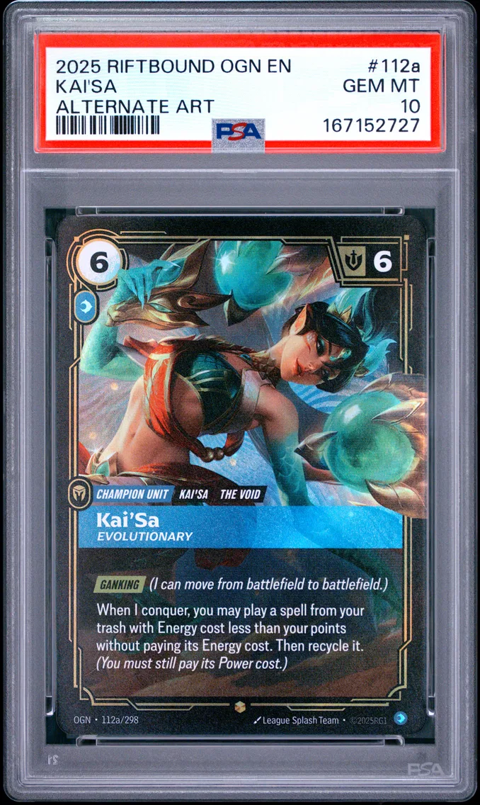 2025 #112a Kai'SA - Evolutionary PSA 10 Riftbound: League of Legends Ogn-Origins