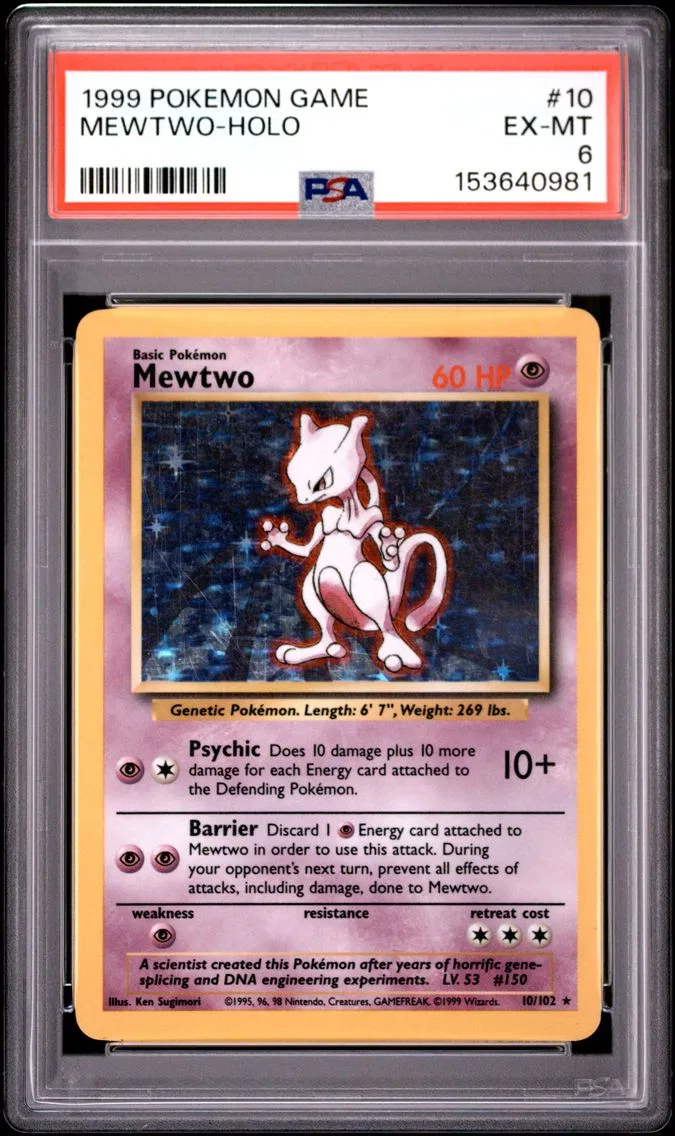 1999 #10 Mewtwo-Holo PSA 6 Game