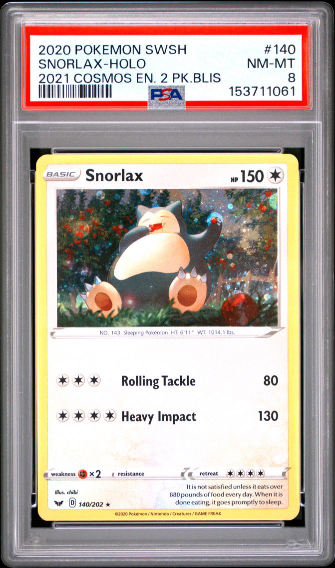 2020 #140 Snorlax-Holo PSA 8 Swo