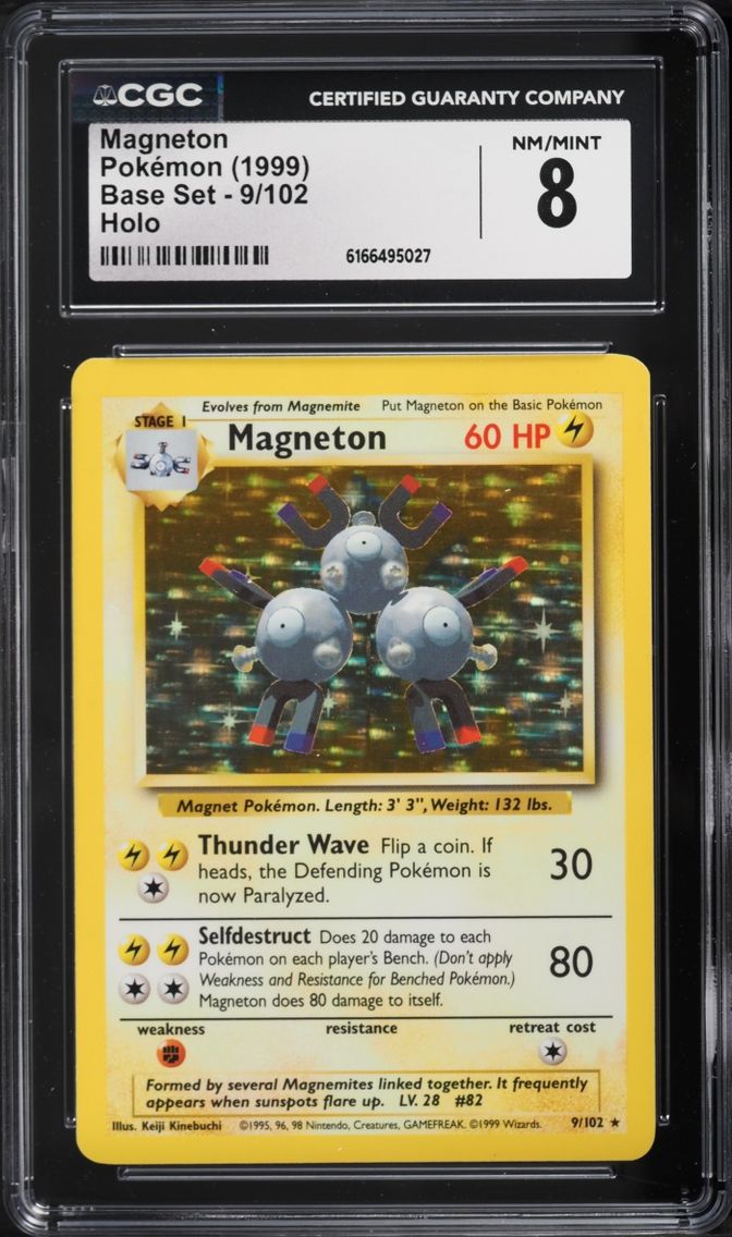 1999 Pokemon Base Set Holo Magneton #9 CGC 8 NM-MT