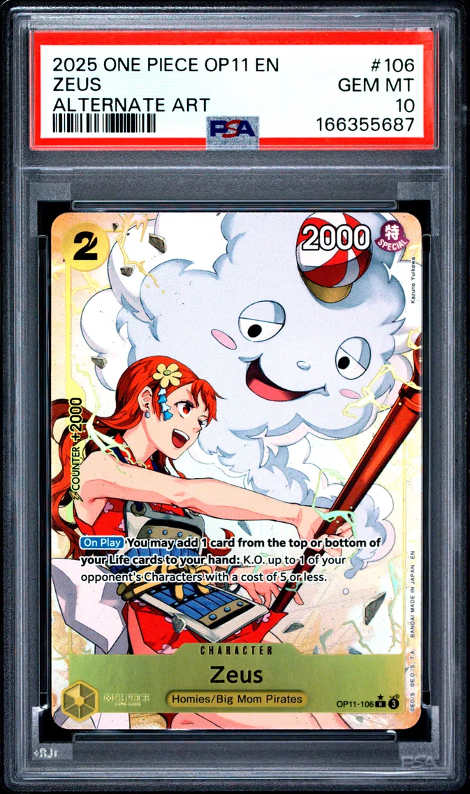2025 #106 Zeus PSA 10 One Piece OP11-A Fist of Divine Speed