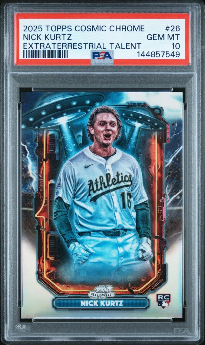 2025 #26 Nick Kurtz PSA 10 Topps Cosmic Chrome Extraterrestrial Talent