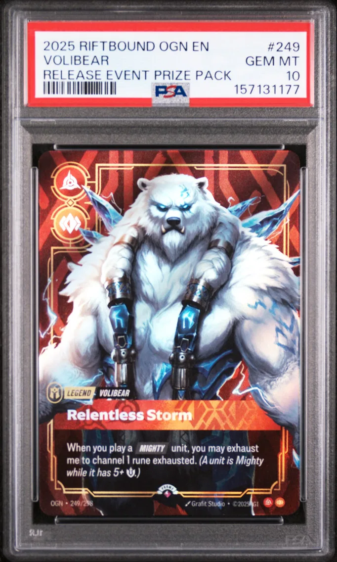 2025 #249 Volibear - Relentless Storm PSA 10 Riftbound: League of Legends Ogn-Origins