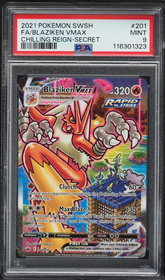 2021 #201 Full Art/Blaziken Vmax PSA 9 Sword & Shield Chilling Reign Pokemon