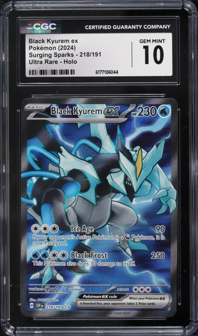 2024 #218 Black Kyurem Ex CGC 10 Pokemon Scarlet & Violet Surging Sparks Full Art