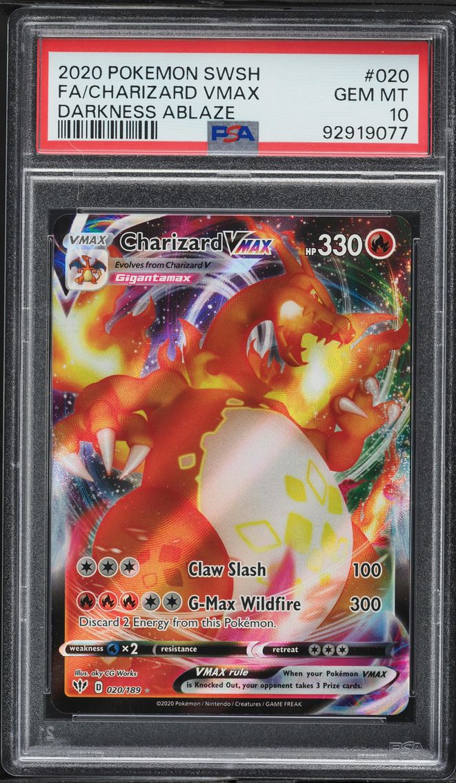 2020 #020 Full Art/Charizard Vmax PSA 10 Sword & Shield Darkness Ablaze Pokemon
