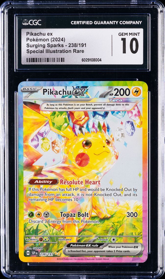 2024 #238 Pikachu EX CGC 10 Ssp EN-Surging Sparks Pokemon