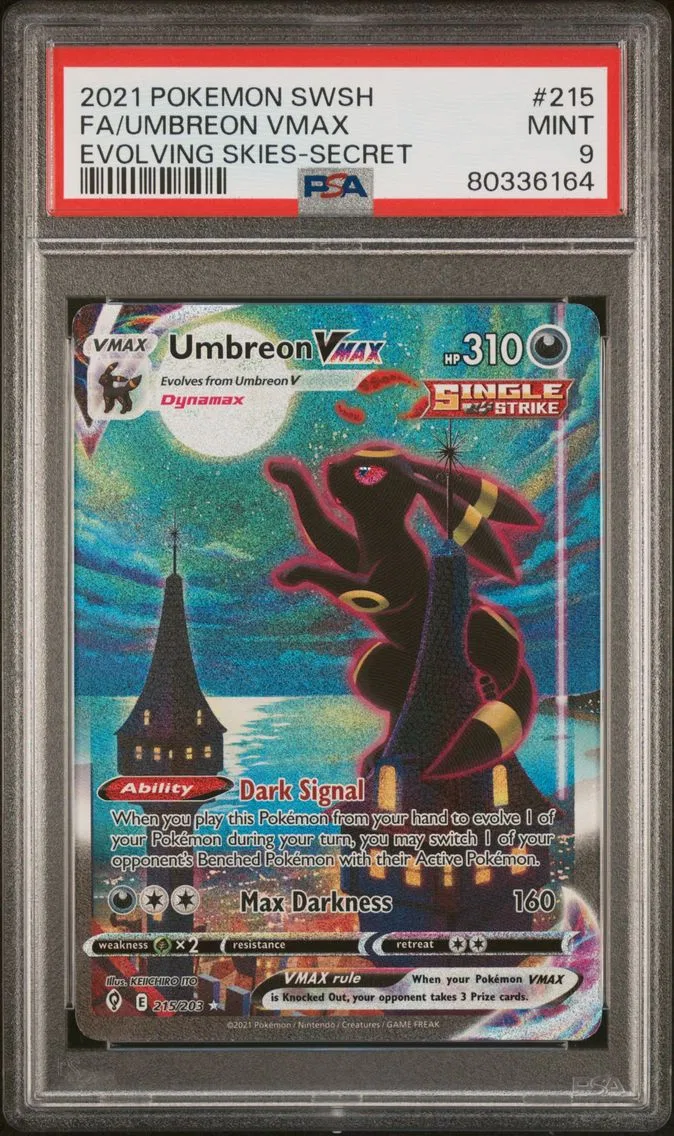 2021 #215 Full Art/Umbreon Vmax PSA 9 Sword & Shield Evolving Skies Pokemon