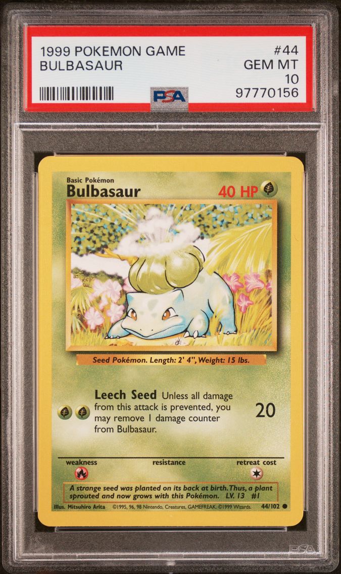 1999 #44 Bulbasaur PSA 10 Game