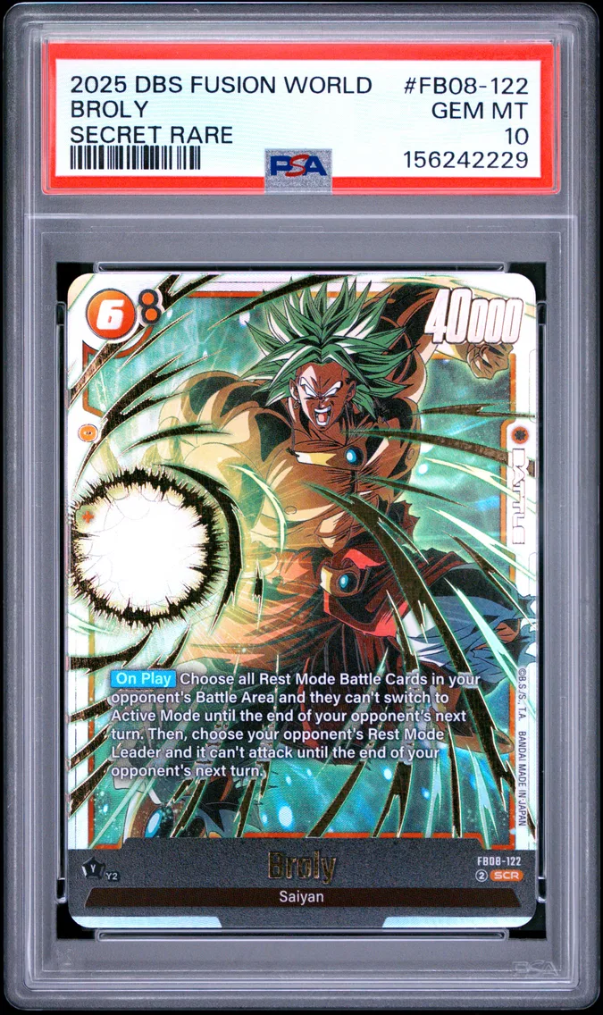 2025 #FB08-122 Broly PSA 10 Dragon Ball Super Card Game Fusion World Saiyan's Pride