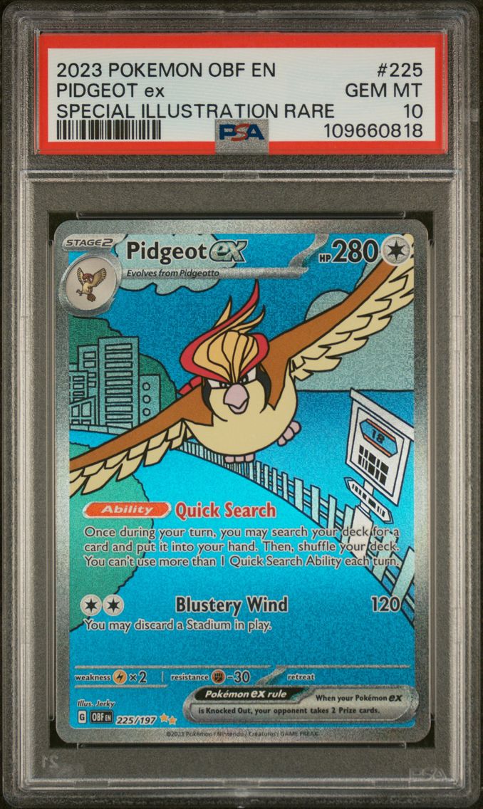 2023 #225 Pidgeot EX PSA 10 Obf EN-Obsidian Flames Pokemon