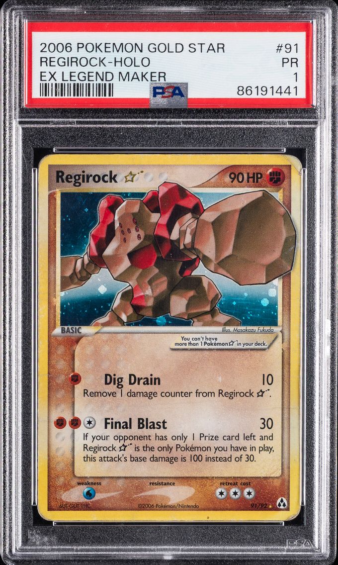 2006 #91 Regirock-Holo PSA 1 EX Legend Maker Pokemon