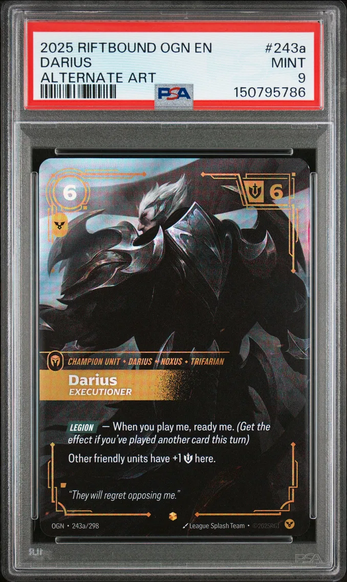 2025 #243a Darius - Executioner PSA 9 Riftbound: League of Legends Ogn-Origins