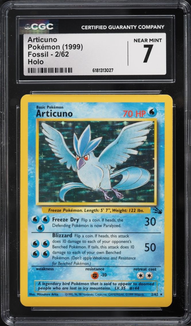 1999 Pokemon Fossil Holo Articuno #2 CGC 7 NRMT