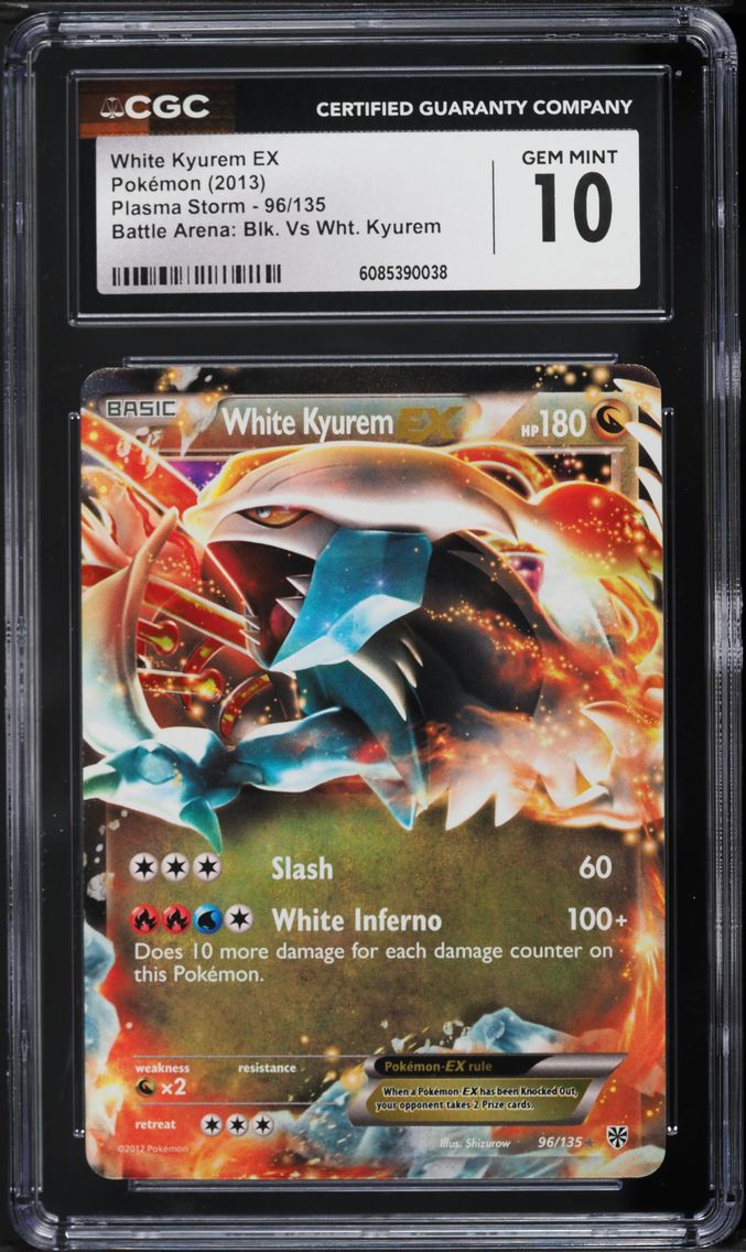 2012 #96 White Kyurem EX CGC 10 Plasma Storm - English Pokemon