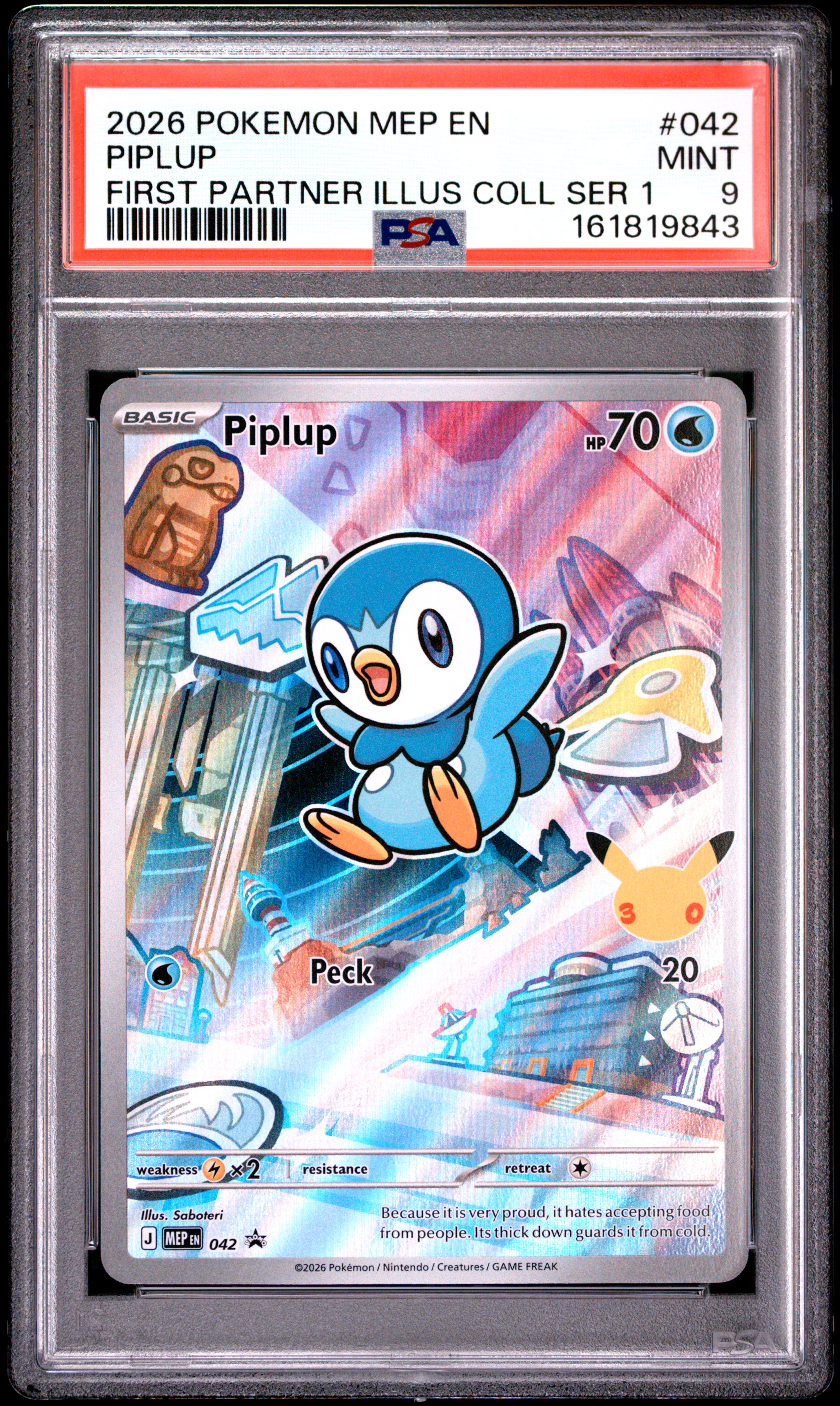2026 #042 Piplup PSA 9 Mep En-Me Black Star Promo