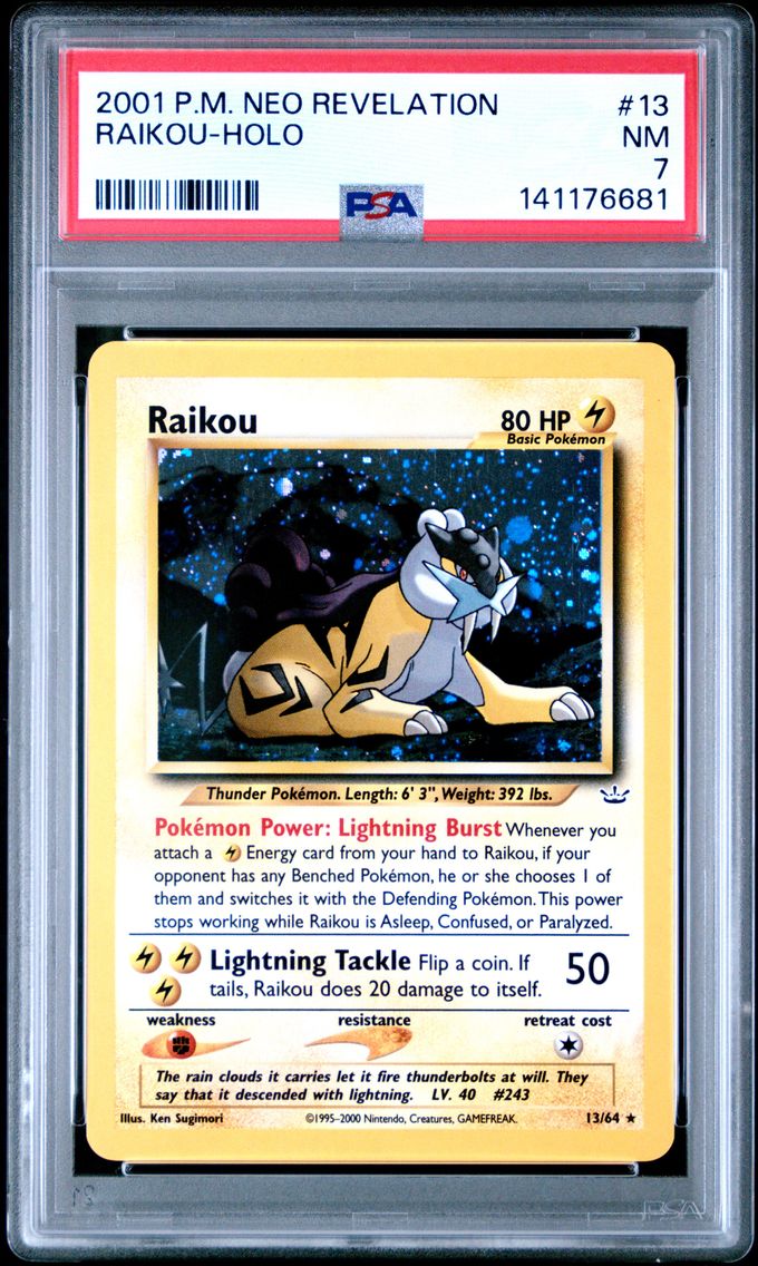 2001 #13 Raikou-Holo PSA 7 Neo Revelation Pokemon