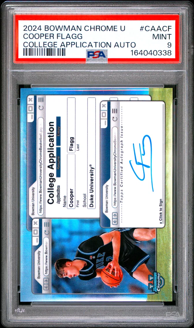 2024 #CAACF Cooper Flagg PSA 9 Bowman Chrome University College Application Autographs
