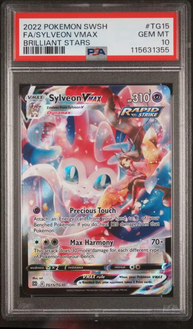 2022 #TG15 Full Art/Sylveon Vmax PSA 10 Sword & Shield Brilliant Stars Pokemon