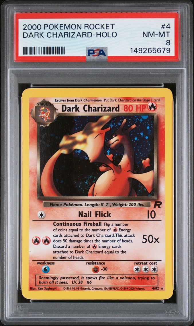2000 #4 Dark Charizard-Holo PSA 8 Rocket Pokemon