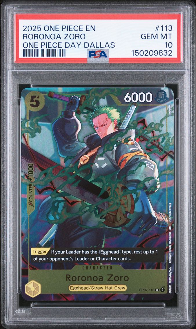 2025 #113 Roronoa Zoro PSA 10 On
