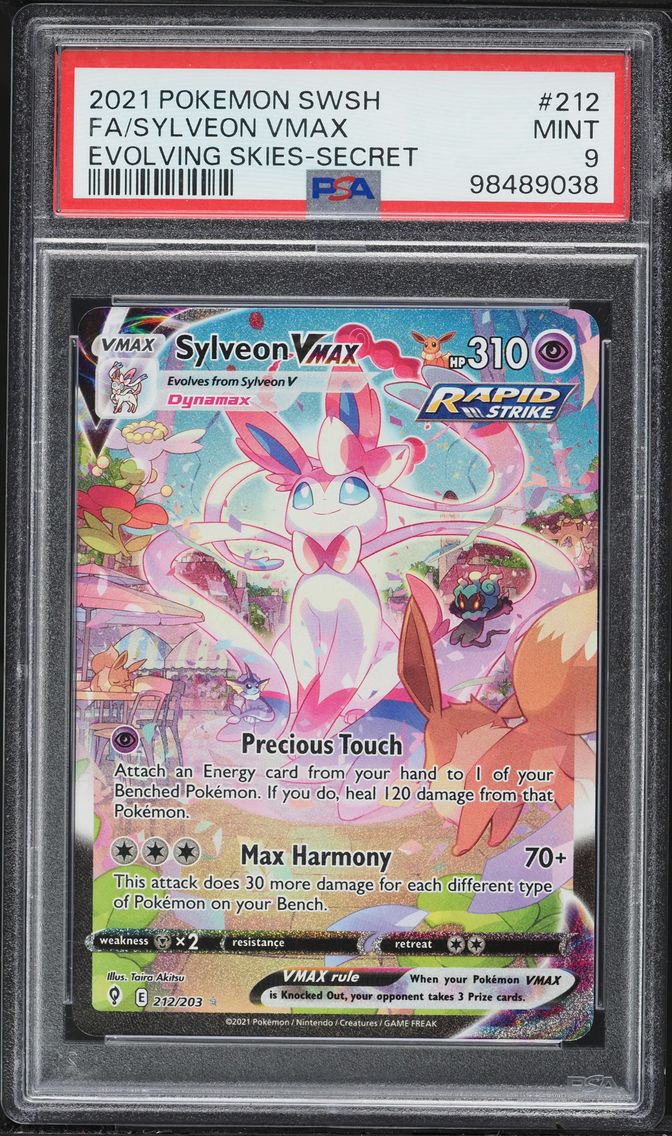 2021 #212 Full Art/Sylveon Vmax PSA 9 Sword & Shield Evolving Skies Pokemon