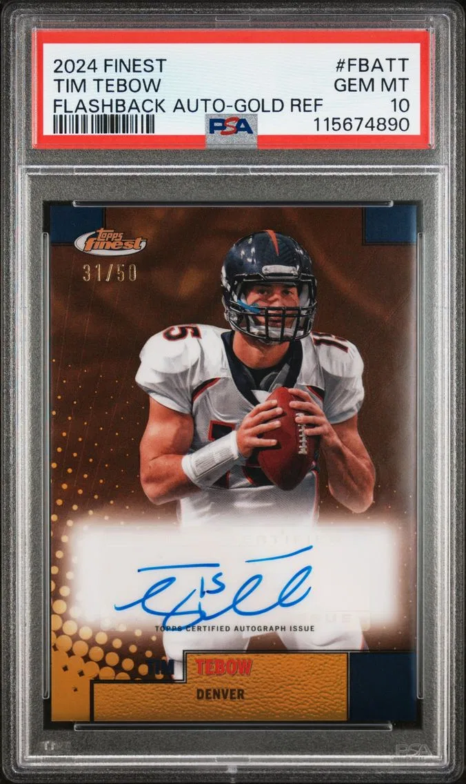 2024 #FBATT Tim Tebow PSA 10 Topps Finest Flashback Autographs