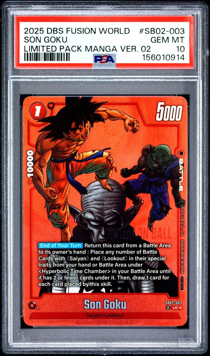 2025 #SB02-003 Son Goku PSA 10 Dragon Ball Super Card Game Fusion World Limited Pack Manga Version 02