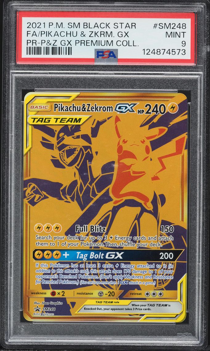 2021 #SM248 Full Art/Pikachu & Zekrom GX PSA 9 SM Black Star Promo Pokemon
