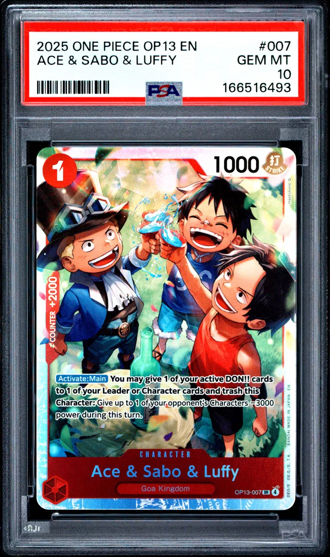 2025 #007 Ace & Sabo & Luffy PSA 10 One Piece OP13-Carrying on His Will