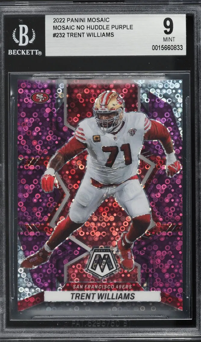 2022 PANINI MOSAIC NO HUDDLE PURPLE TRENT WILLIAMS /50 #232 BGS 9 MINT