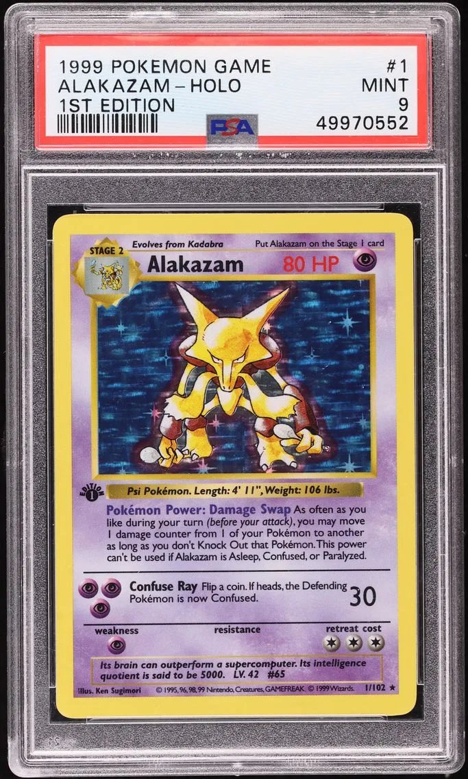 1999 #1 Alakazam PSA 9 Pokemon Base Set 1st Edition Holo