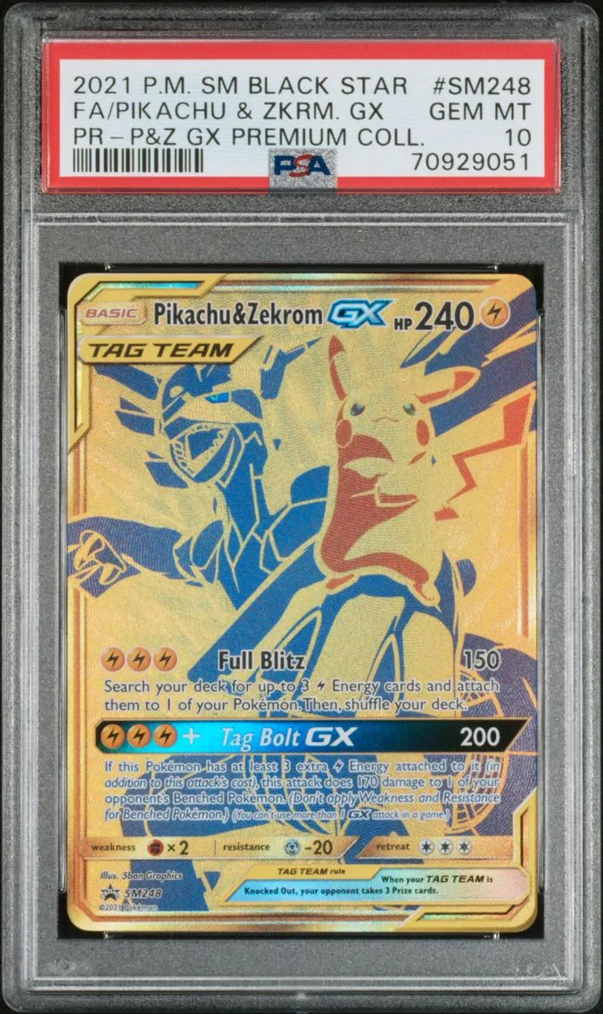 2021 #SM248 Full Art/Pikachu & Zekrom GX PSA 10 SM Black Star Promo