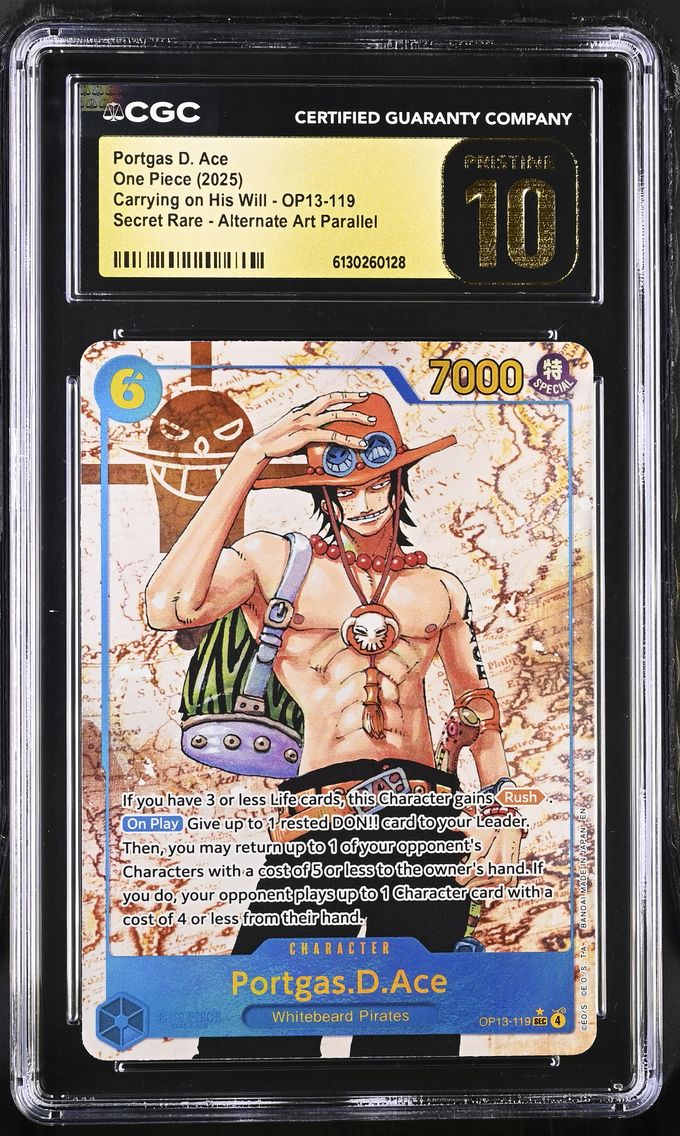 2025 #OP13-119 Portgas D. Ace CGC 10 Pristine Carrying on His Will (OP13) - English