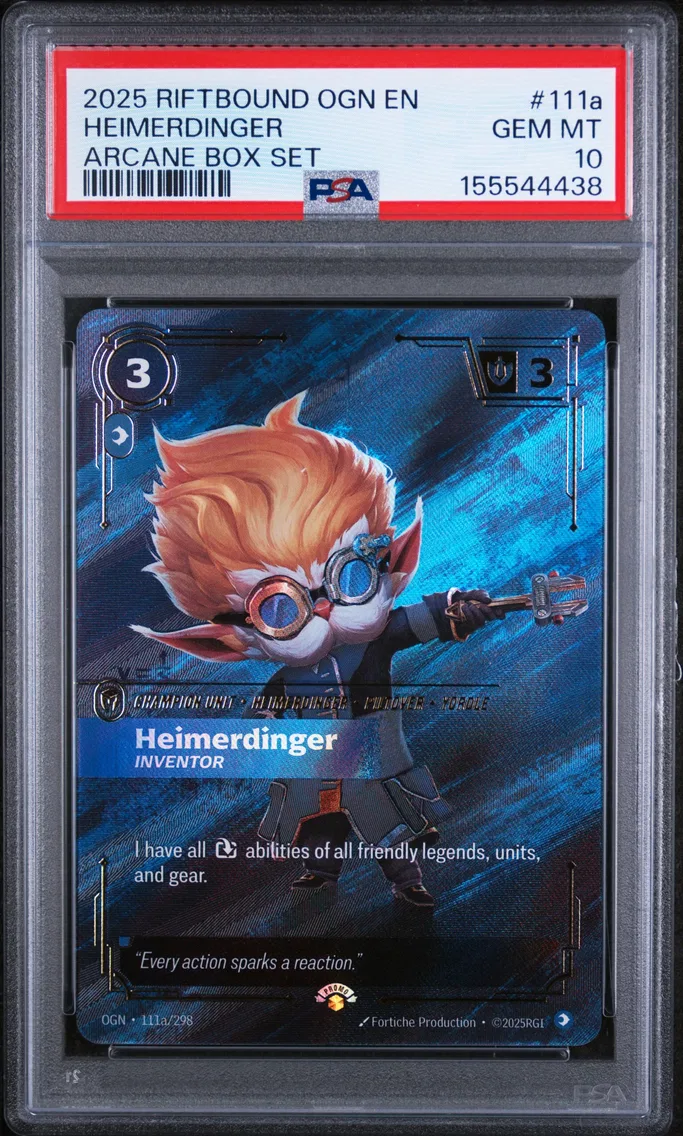 2025 #111a Heimerdinger - Inventor PSA 10 Riftbound: League of Legends Ogn-Origins