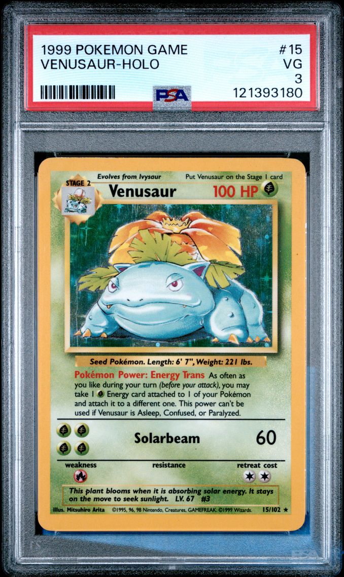 1999 #15 Venusaur-Holo PSA 3 Game Pokemon