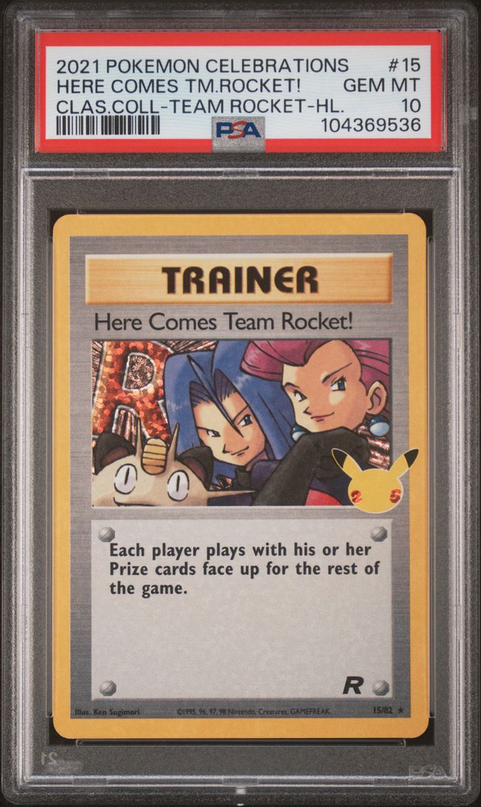 2021 #15 Here Comes Team Rocket!-Holo Base PSA 10 Celebrations Classic Collection Pokemon