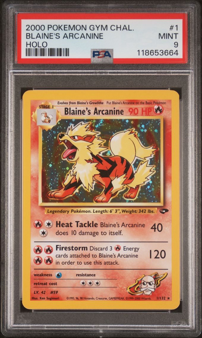 2000 #1 Blaine's Arcanine PSA 9 Gym Challenge Pokemon