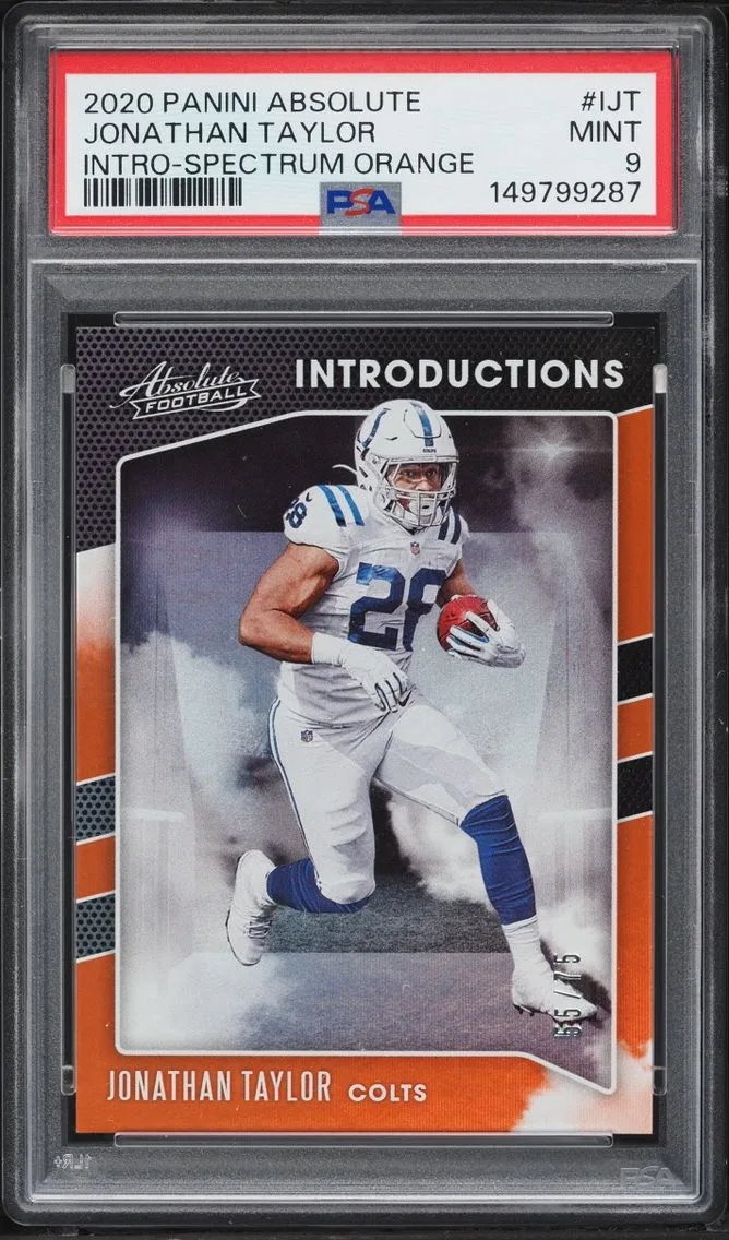 2020 Absolute Introductions Spectrum Orange Jonathan Taylor /75 #I-JT PSA 9 MINT