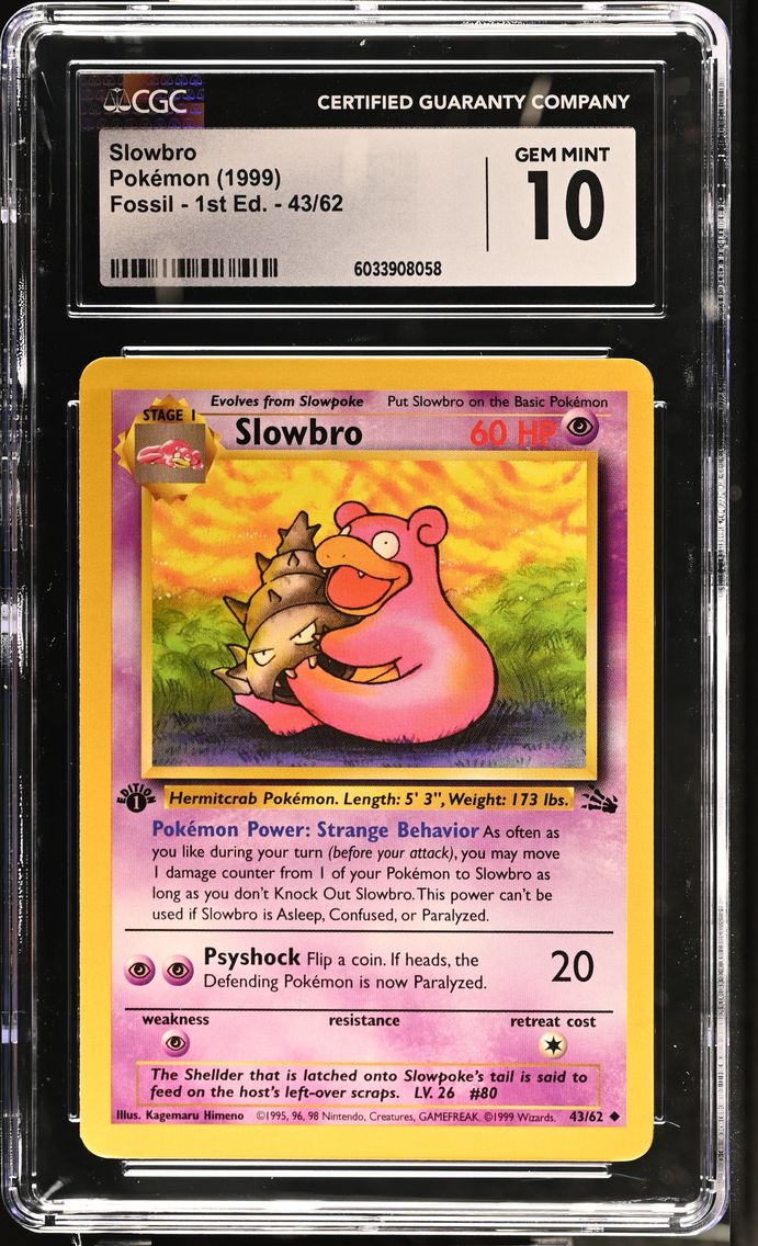 1999 #43 Slowbro CGC 10 Fossil - 1st Edition - English