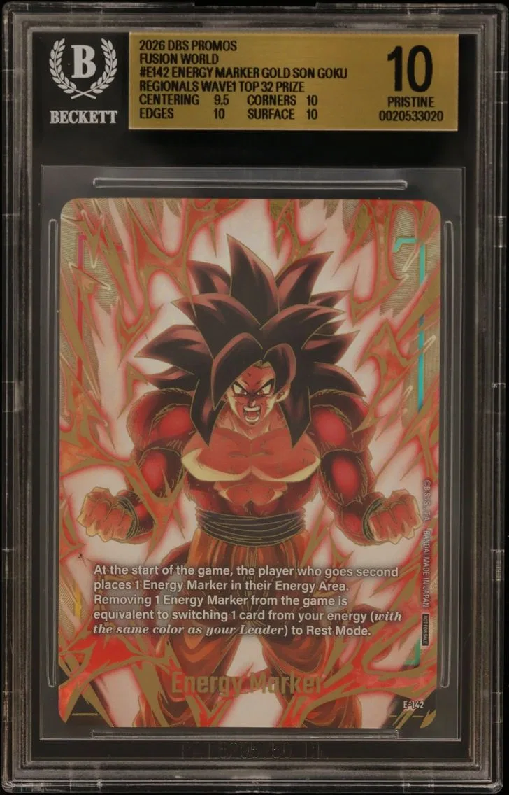 2026 #E142 Energy Marker GOLD (Son Goku)/(Championship 26-27 Regionals Wave1 Top 32 Prize) BGS 10 Dragon Ball Super Card Game Fusion World Promos