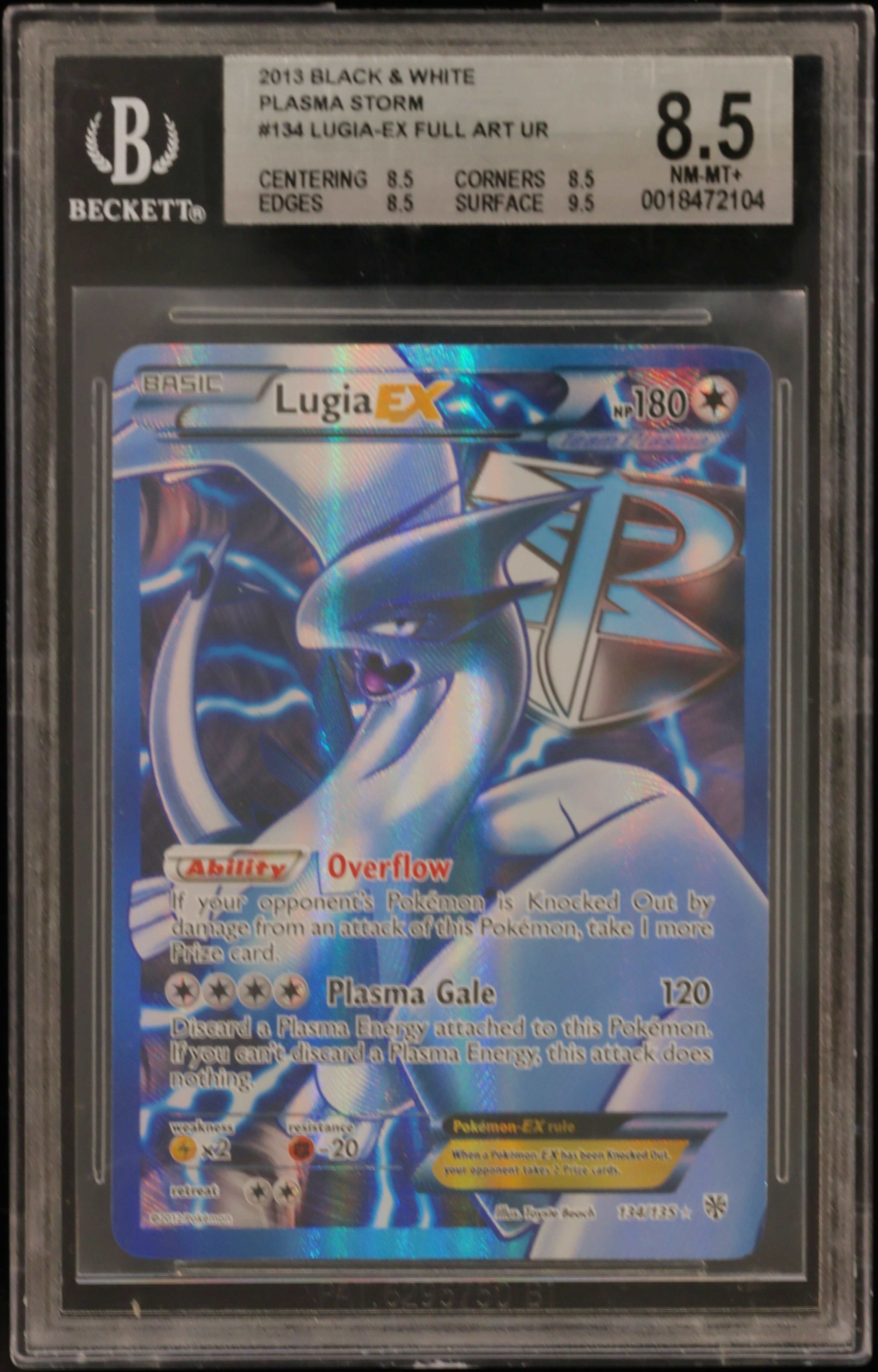 2013 #134 Lugia EX FULL ART UR BGS Black and White Plasma Storm