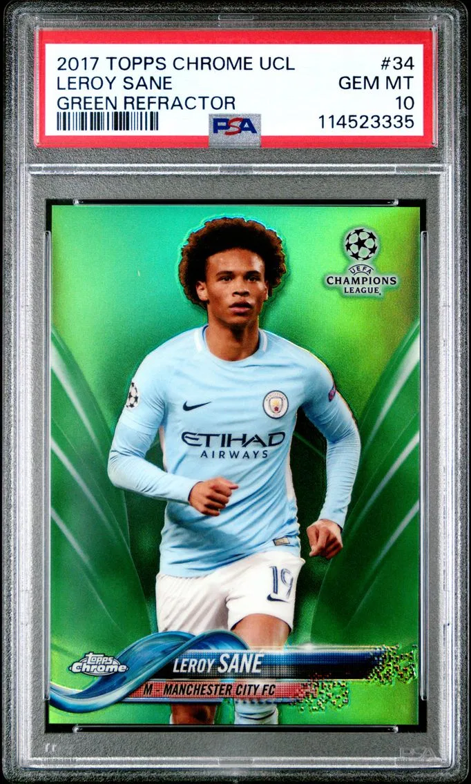 2017 #34 Leroy Sane PSA 10 Topps Chrome UEFA Champions League
