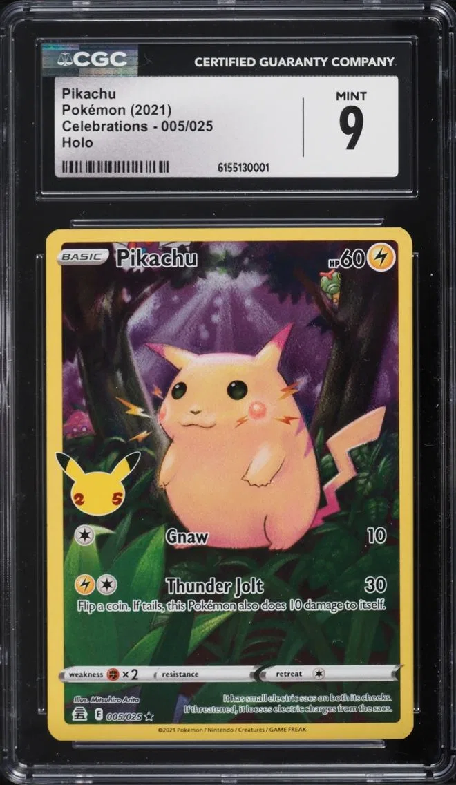 2021 Pokemon Sword & Shield Celebrations Full Art Pikachu #5 CGC 9 MINT