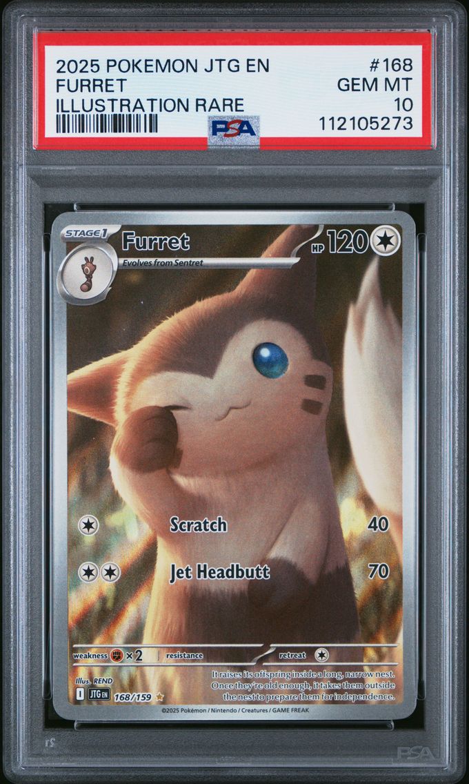 2025 #168 Furret PSA 10 Illustration Rare Pokemon Jtg EN-Journey Together Pokemon